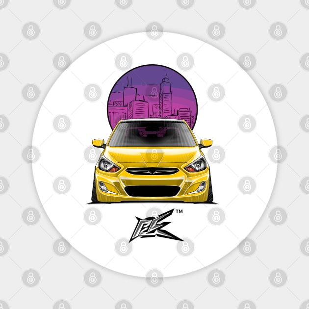 hyundai accent stanced yellow Magnet by naquash